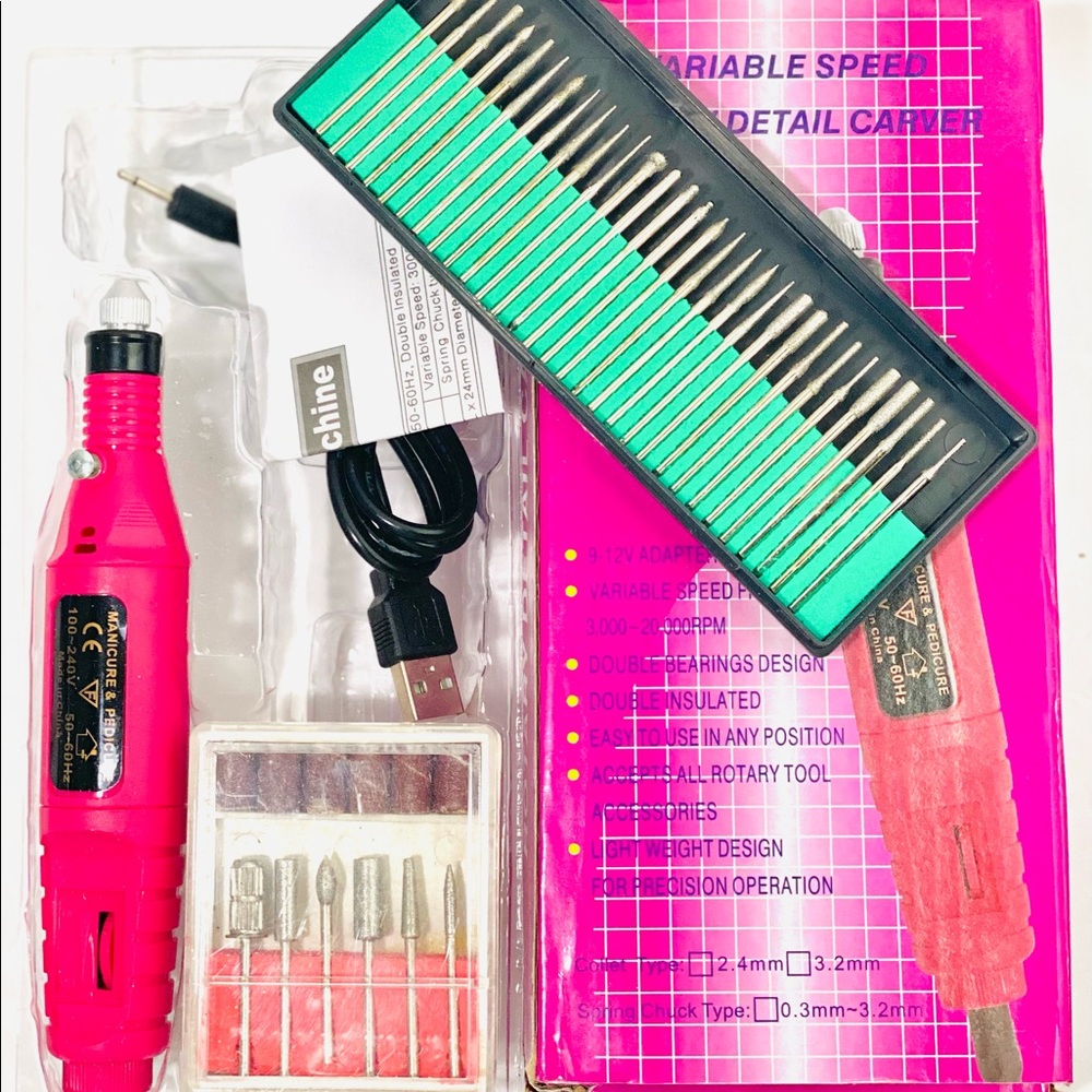 Nail drill set with additional 30 drill bits